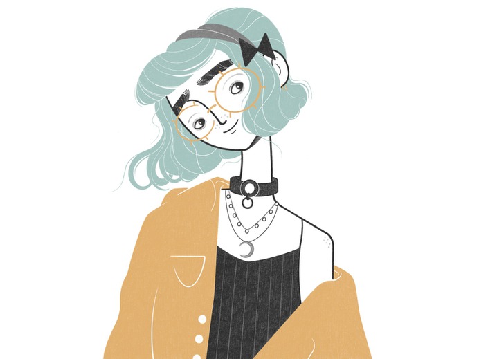 good vibe cute concept drawthisinyourstyle moon doodle simple girl character design cartoon color black and white illustration monochrome minimal line comic