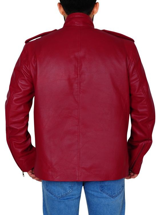Men's Fashion Red Blood Slim Leather jacket With Awesome Look! Here topleatherjackets.com providing you Red Slim Fit Jacket for men's in Affordable Price. #MenFashion #LifeStyle #LeatherJacket #SlimFit