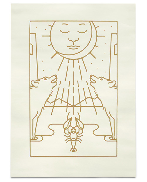 Silkscreened Tarot Interpretations by Hayden Davis #silkscreen #line #wolf #poster #tarot #moon