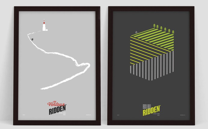 Ridden Ventoux and Box Hill poster designs