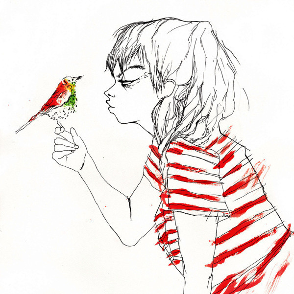 illustrations on Behance #ink #red #bird