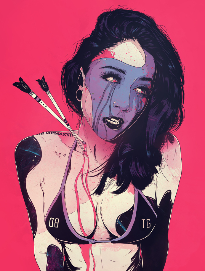 illustration, woman, girl, pink, digital, art