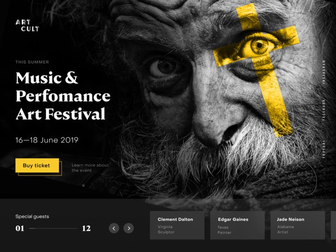 Landing page concept for Art festival ux logo ui culture landingpage web promo landing festival art