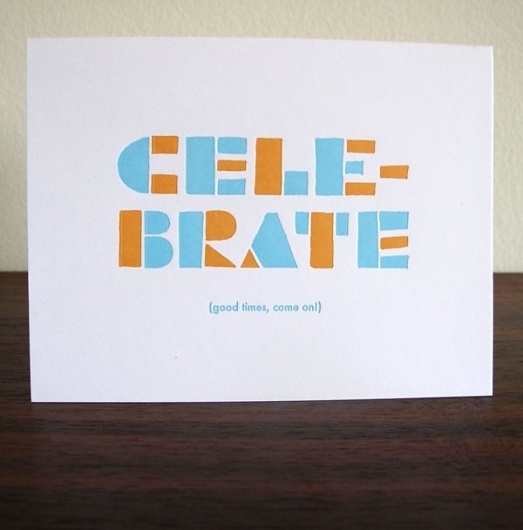 Lulu Dee Greeting Card Line - FPO: For Print Only #orange #letterpress #celebrate #blue #typography