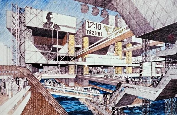 Original architects sketches from late 60s plan to build an island Expo city in 1976, which would then become Boston's new floating n #fair #worlds #boston #rendering