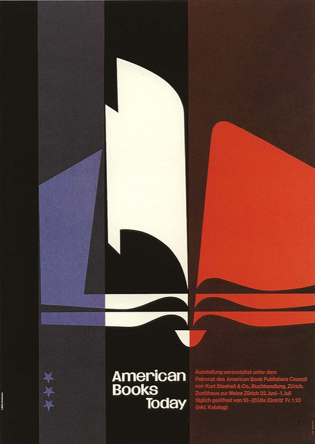 Poster designed by MB 1954 for the American Book Publishers Council, Kurt Staeheli & Co. bookshop, Zurich. From Joseph Müller-Brockmann Pi #poster
