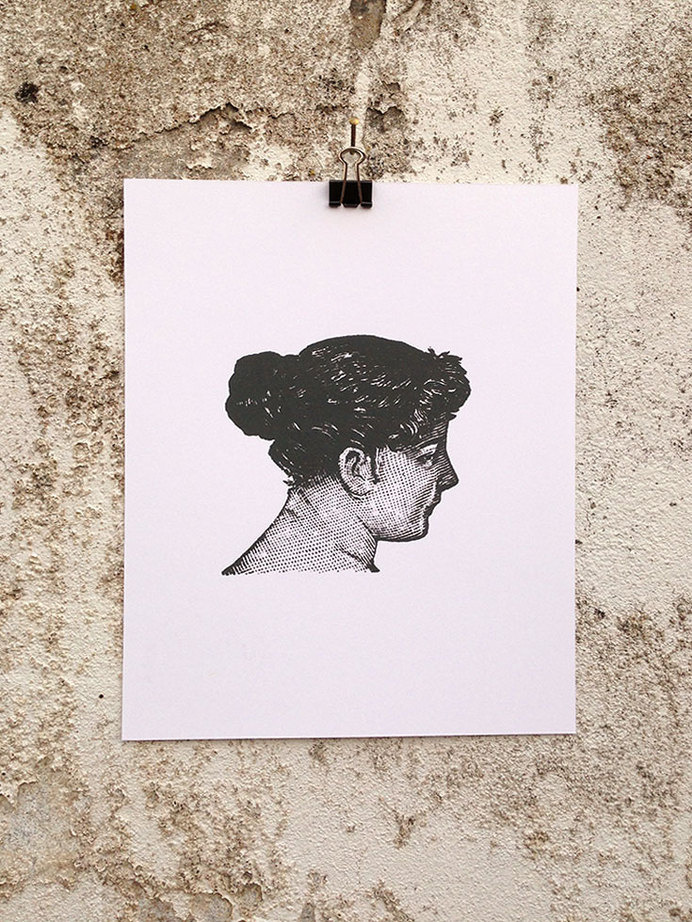 Woman, Turning - 8 x 10 Mini Poster #pose #woman #classic #kitsch #retro #head #classical #bust #illustration #vintage #etching #female