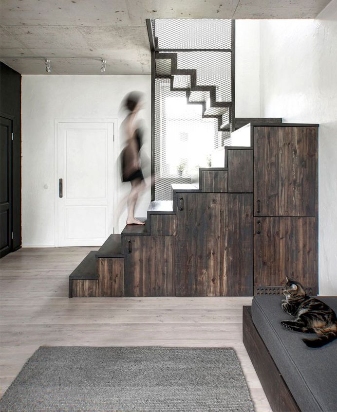 int2 architecture mezzanine apartment russia #stairs #staircase #stairway