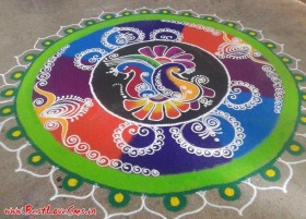 Best Colourful Peacock Rangoli Designs Images
