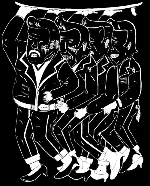 tranny greasers , screen print #white #surf #negative #print #black #space #gender #screen #vintage #tattoos #and #heels #trans #high