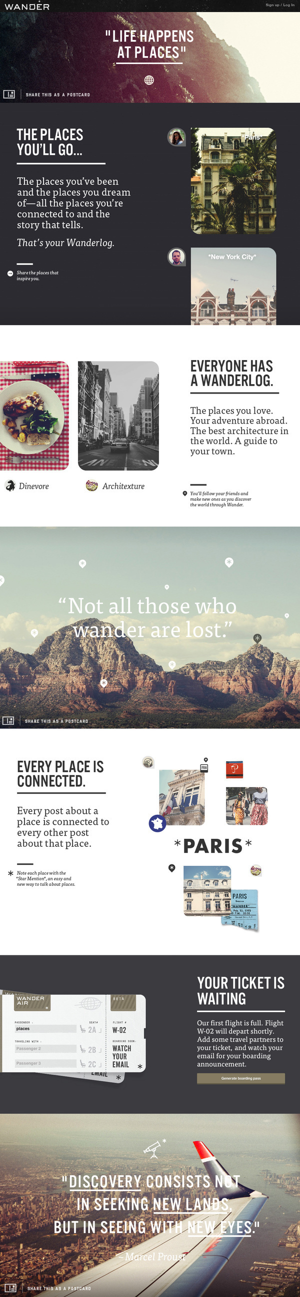 Wander Product Summary Page on Behance #website #travel