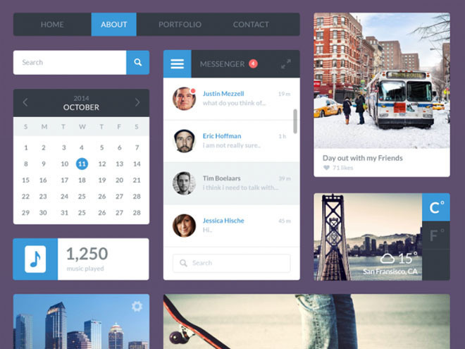Clean Flat UI Kit PSD
