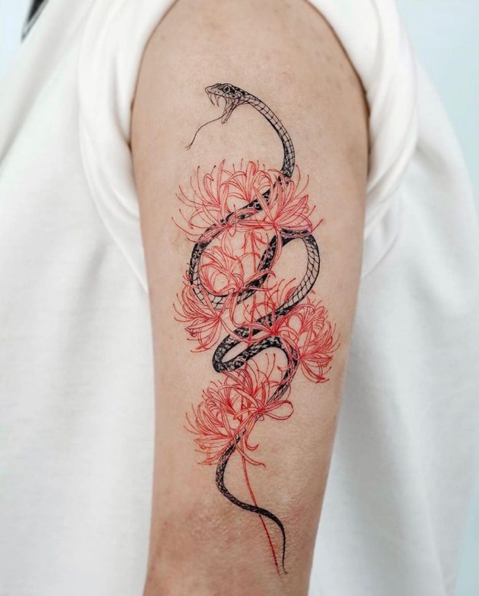 Arm Tattoo 🌺🌺🐍🌺🌺