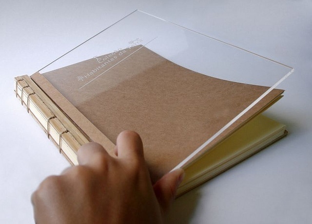 Japanese binding with acrylic and wood #cover #binding