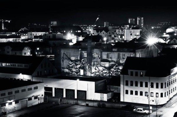 ROA from bridge #night #mural #koa