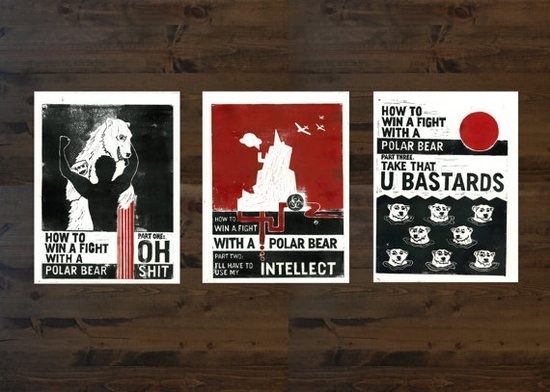 How to Win a Fight With a Polar Bear #katie #print #linoleum #steward #by
