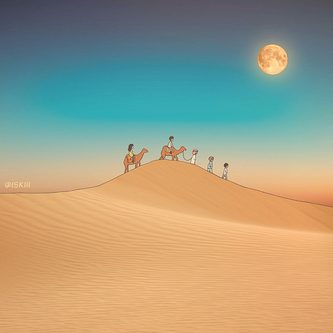 deserty journey ❑ illustration by @iSKiii ❑ www.iskistudio.com