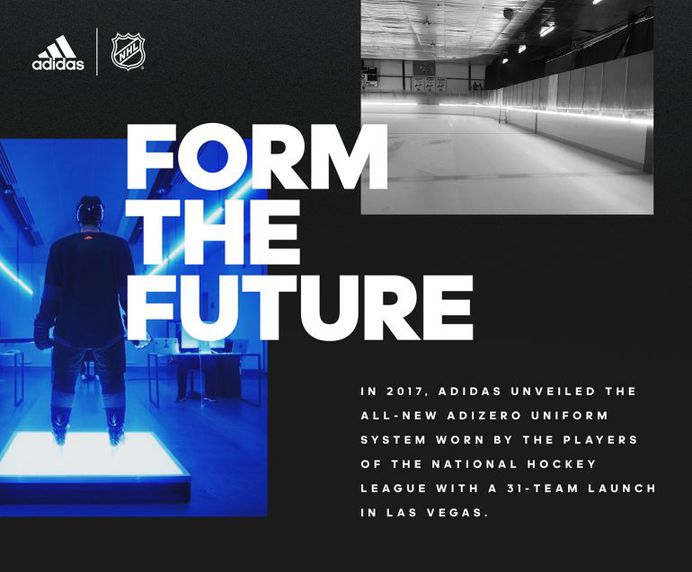 Adidas x NHL – Identity + logo design with and emphasis on sports / athletics.