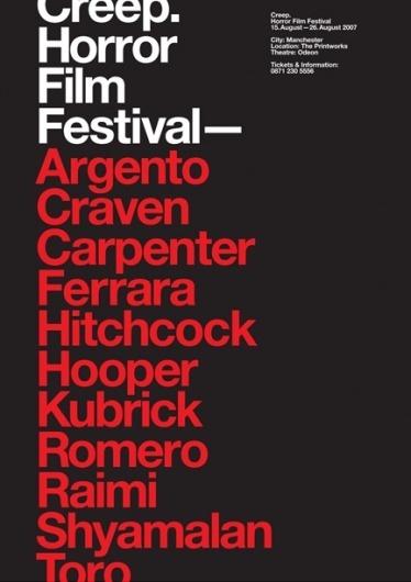 Print-Process / Product / Directors #red #blackand #creep #banks #horror #copy #directors #rick #poster #film #helvetica