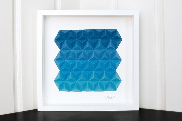 Blue Paper Tops, by Cecilia Hedin #mountain #geometry #modern #triangle #minimal #gradient #pyramid #blue #tops #paper #high