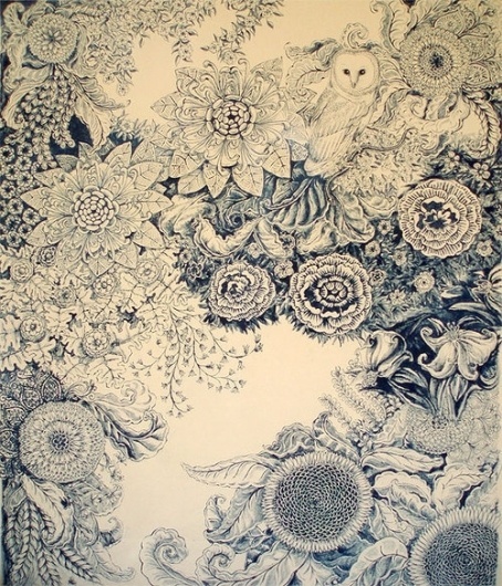 coqueterías - (via misswallflower) #blue #illustration #floral