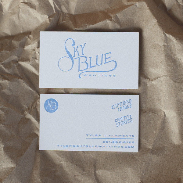 Sky Blue Weddings Business Cards #sky #logo #light #drawn #handwritten #videography #blue #weddings #hand