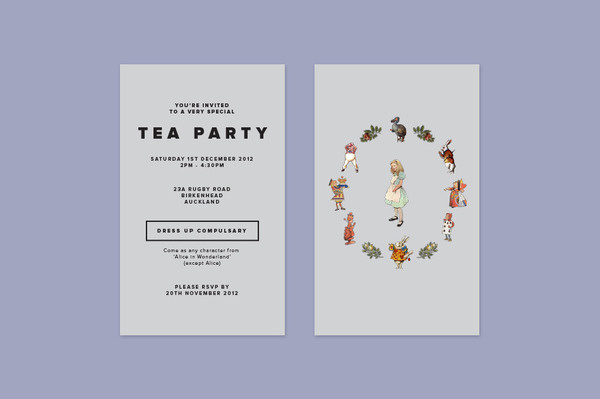 Sorbet #invite #in #party #design #sorbet #alice #invitations #minimal #invites #tea #cute #wonderland #grey