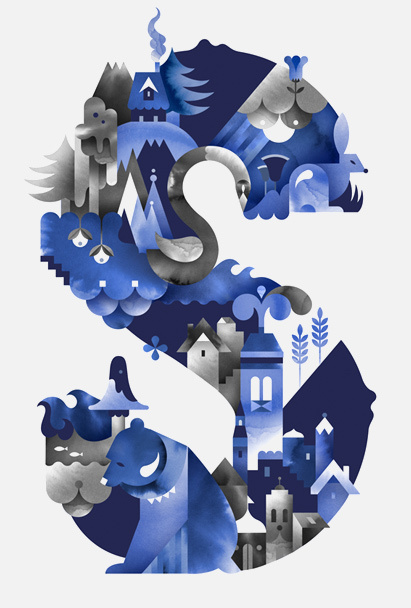 The Letter S JANINE REWELL #texture #depth #blue #color