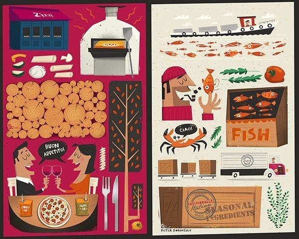 'Zizzi' Illustrated Menu Cover by Peter Donnelly, via Behance #card #menu #restaurant #cover #illustration