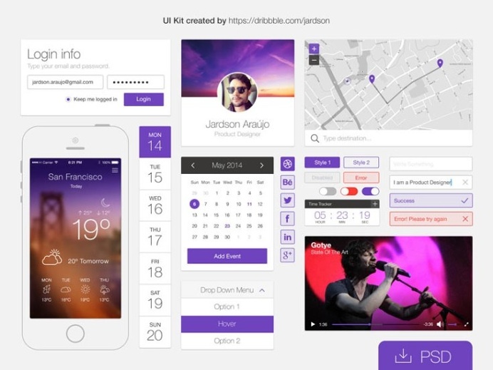Simple Flat PSD UI kit