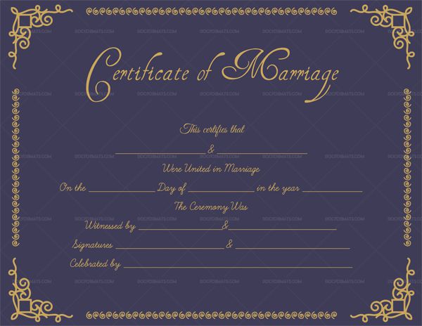 Editable Marriage Certificate (Purple, Gold)
