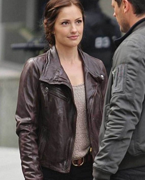 Minka Kelly Almost Human Leather Jacket (2)