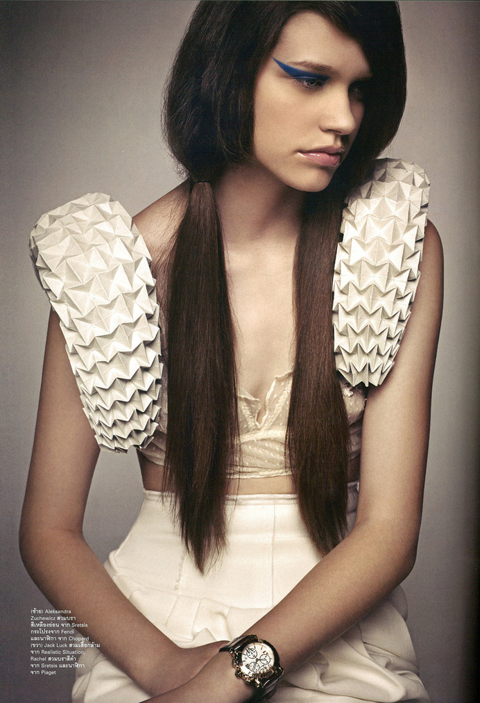 Paper props for fashion shooting in King Power Magazine – July 2010. #sculpture #tessellation #origami #fashion #paper