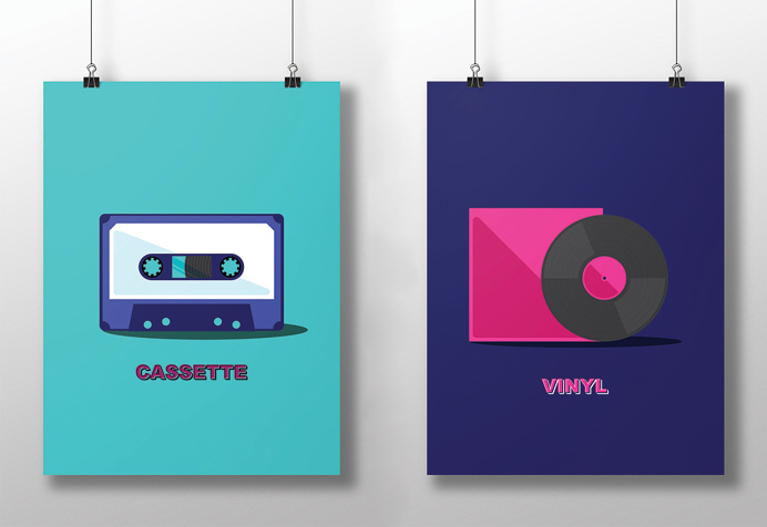 Set of Cassette & Vinyl Posters