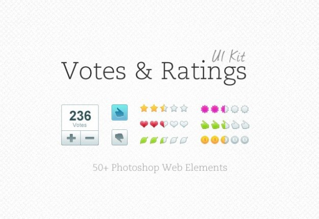 Votes with ratings web elements Free Psd. See more inspiration related to Green, Blue, Pink, Red, Web, Yellow, Elements, Buttons, Gray, Psd, Web elements, Web button, Rating, Horizontal, Sliders, Ratings and Votes on Freepik.