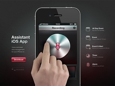 Dribbble - Assistant App / Landing page by musHo #homepage #website #app #download #landing