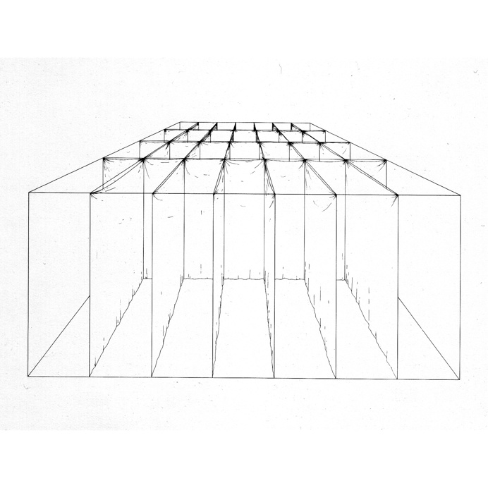 HANS DIETER SCHAAL SPACE SUBDIVIDED BY CURTAINS, 1970s