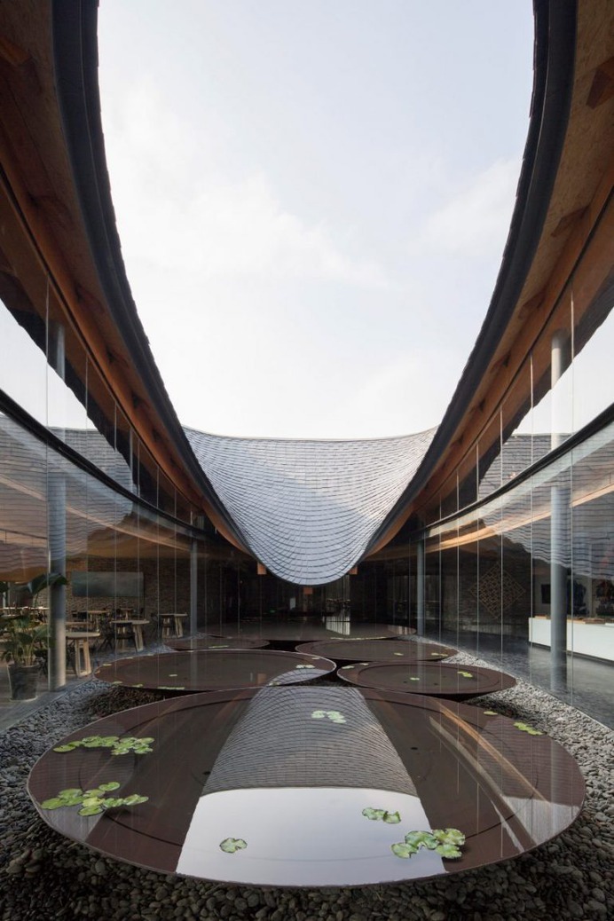 Archi-Union references calligraphy in roof of Inkstone House cultural centre