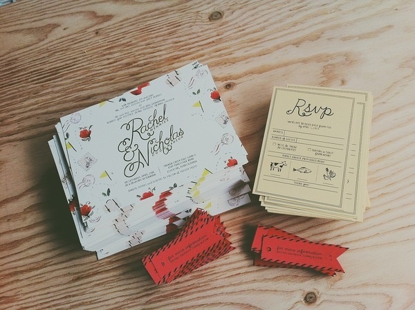 Rachel and Nick's Wedding Invitations #postcard #wedding #invitation
