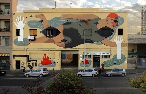 Fish'n'kids | Agostino Iacurci #rome #mural #art #street