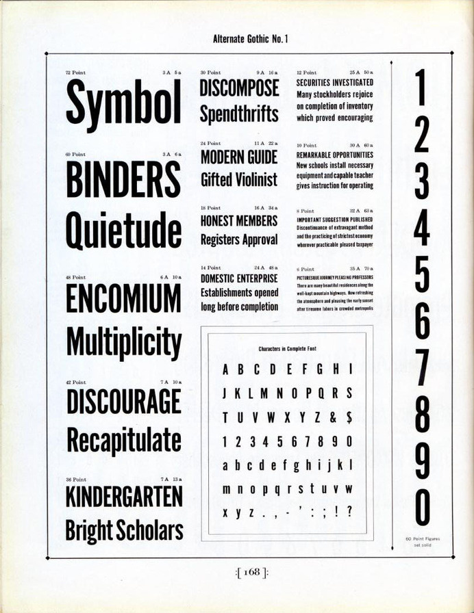 Alternate Gothic № 1 type specimen #type #specimen #benton