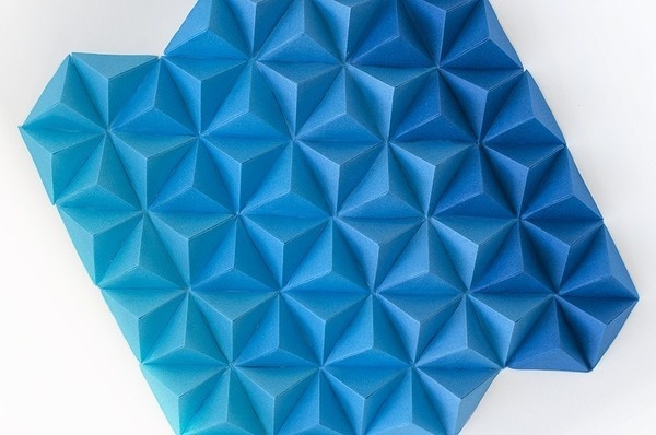 Blue Paper Tops, by Cecilia Hedin #mountain #geometry #modern #triangle #minimal #gradient #pyramid #blue #tops #paper #high