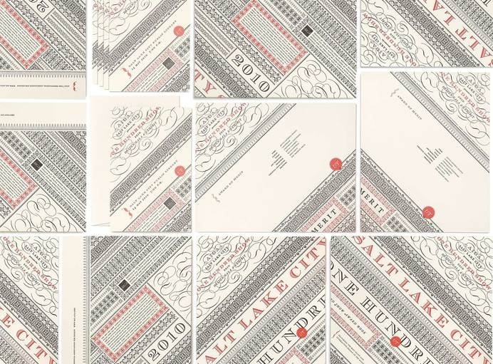 AIGA SLC 100 Show by Kevin Cantrell #aiga #flourishes #invitation #typography