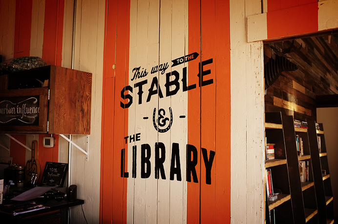 Library, wall sign, interior Urban Influence
