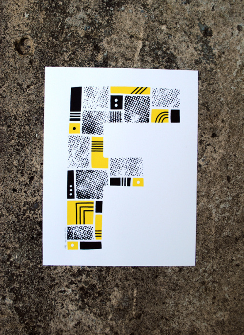 The Letter F #print #yellow #screenprint #screen #letter #alphabet #type #typography