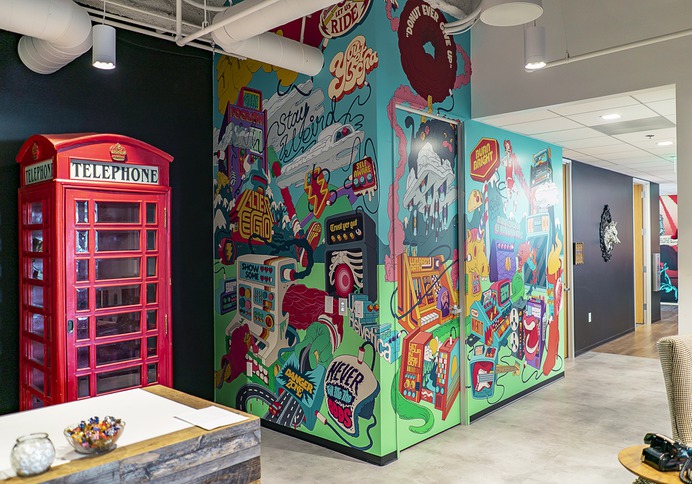 Outstanding murals by Dave Arcade - WUNDERMAN L.A. + PLUGGED IN MURAL
