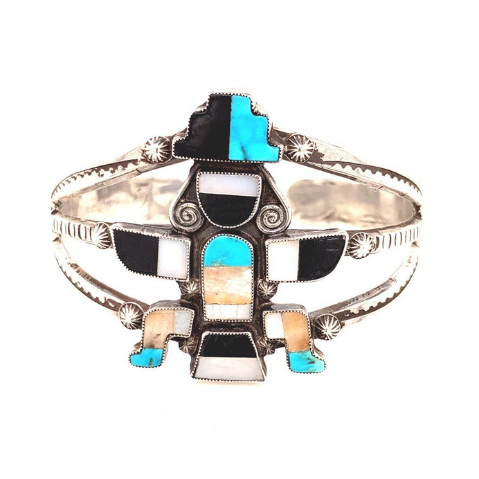 Hopi inlay Rainbow Man Cuff Bracelet