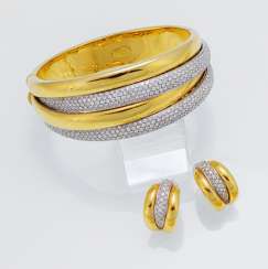 Bangle bracelet and Pair of clip earrings with diamonds