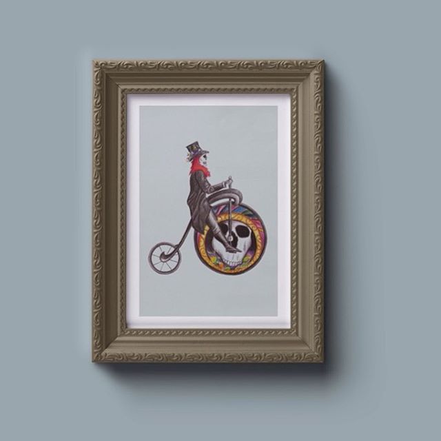 Ilustración para Día de Muertos. #illustration #pencil #artnouveau #bike #cyclingart_feature #cyclingart #prismacolor #oldbike #skull #dayofthedead