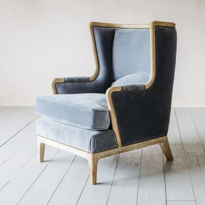 Valentin Grey Velvet Armchair | Graham & Green
